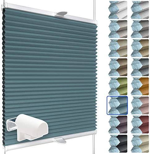 SchattenFreude Waben-Plissee nach Maß für Fenster | 100% verdunkelnd/Blackout | Mit Klemm-Haltern | Klemmfix ohne Bohren | Pastellblau (Weiße Rückseite), Breite: 50-70cm x Höhe: 150-220cm