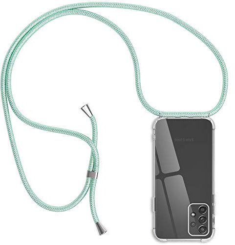 Rosyheart Handykette Hülle Kompatibel mit Samsung Galaxy A52 4G&5G/ A52s 5G, Transparent Silikon Handyhülle mit Band für Samsung A52/ A52s Schutzhülle mit Kordel Cover zum Umhängen Halskette Hellgrün