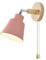 WRMING Innen Holz Wandlampe mit Schalter, Moderne Schlafzimer Nachttischlampe, Drehbar Aluminium Wandleuchte für Kinderzimmer, Schlafzimmer, Wohnzimmer, Flur, Treppe Innenbeleuchtung, E27,Rosa