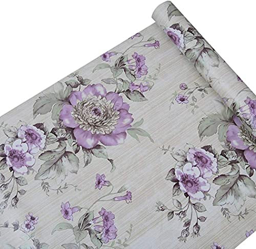 Abziehen und aufkleben, dekoratives lila Pfingstrosen-Blumenmuster, für Küchenschränke, Kommode, Schublade, Kühlschrank, Tisch, Speisekammer, Schrank, Schminktisch, Wandmöbel, Aufkleber (45 x 39 cm)