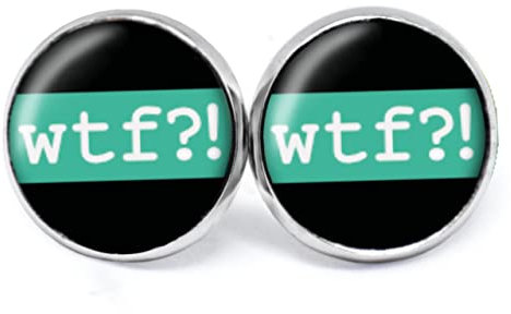 JUANLOWE WTF?! Ohrringe aus Edelstahl, silberfarben, Spruch Ohrstecker Sprüche (Mint Schwarz)