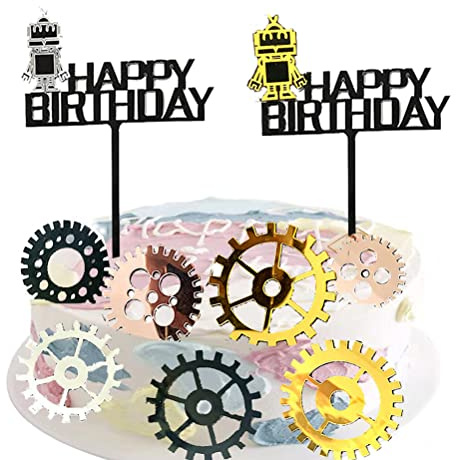 MiaLover 16 Stück Roboter Kuchendeko Tortendeko Happy Birthday Cake Topper Geburtstag Roboter Figuren Torte für Kinder Baby Party Geburtstag Party Kuchen Dekoration Supplies