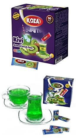 KOZA Kiwi Instant Getränkepulver Stick einzeln Verpackt 50er Pack | Pulver für Heiß oder Kalt Getränk | Türkischer Tee | Ice Tea Pulver | Eistee | Früchtetee | Cay | Teepulver