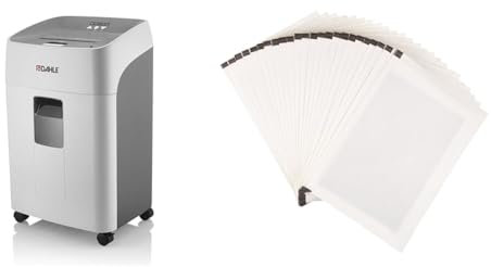 Dahle ShredMATIC 300 Aktenvernichter Autofeed (300 Blatt, P-4, Partikelschnitt) grau & Amazon Basics - Schmiermittelblätter für Aktenvernichter, 24er-Pack