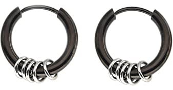 Lieson Orecchino Cerchio Titanio, Orecchini Argento/Nero Orecchini A Cerchio Donna Uomo Rotondi con Cerchi 8MM-20MM