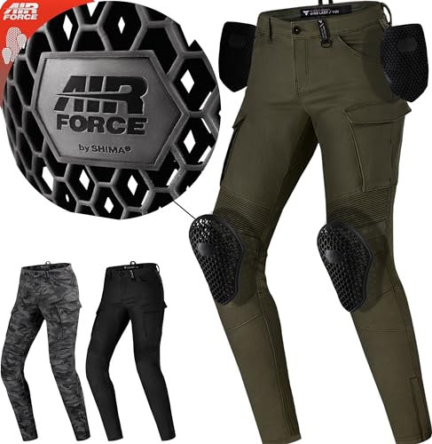SHIMA GIRO 2.0 LADY Motorradhose Damen - Elastische, Slim Fit, Cargo Biker Hose Damen mit DuraQL Schicht, Knie und Hüft Protektoren, Oberschenkeltaschen (Khaki, 26)