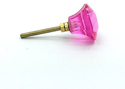 G Decor Coloured Faceted Glass Cupboard Door Knobs Drawer Pull Handles Vintage Shabby Chic, Cupboard Pull Handles (Fuchsia Pink 22mm)