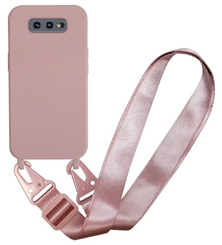 MBSLFY Handyhülle kompatibel mit Samsung Galaxy S10e Hülle mit Band, Silikon Necklace Handyhülle mit Abnehmbar Kordel Umhängen Stossfest Handy Schutzhülle für Samsung Galaxy S10e, Hell Pink
