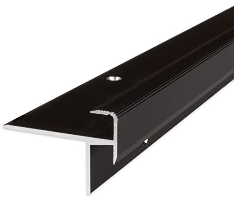 PROVISTON | Laminat-Treppenkante | Aluminium eloxiert | Bronze Dunkel | Breite 10 mm | Höhe 8.5 mm | Länge 2500 mm | Gebohrt | Treppenkantenprofil | Treppenwinkel | Winkelprofil | 1 Stück