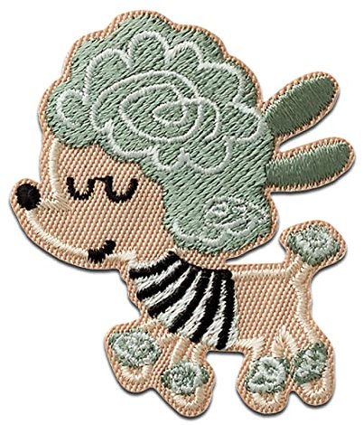 Mono Quick Pudel mit Streifen Tier - Aufnäher, Bügelbild, Aufbügler, Applikationen, Patches, Flicken, zum aufbügeln, Größe: 5 x 4,6 cm