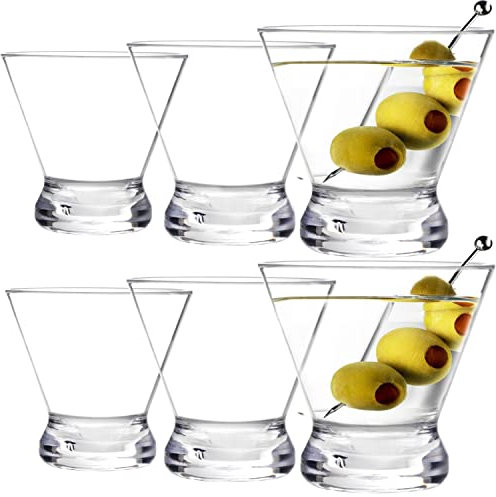 Youngever Lot de 6 Verre à Martini en Plastique, 300ML, Verres à Cocktail en Plastique Incassable et Réutilisable