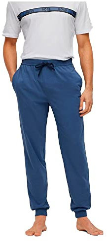 BOSS Mens Mix&Match Pants Stretch-Cotton Tracksuit Bottoms with Embroidered Logo Blue