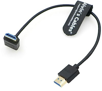 Alvin's Cables 8K 2.1 HDMI Cable High Speed for Atomos Ninja V Monitor Straight to Down Angle HDMI Cord for Z CAM E2, Sony FS5| FS7| A7S3 Cameras 10inches|25CM