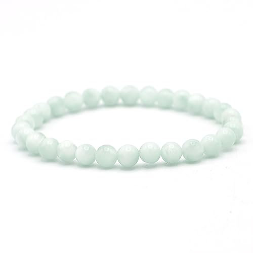 Miracles Minéraux Bracelet perle ronde 6 mm, pierre naturelle, création artisanale française, plus de 60 choix (Garniérite pierre de lune vert 6 mm)