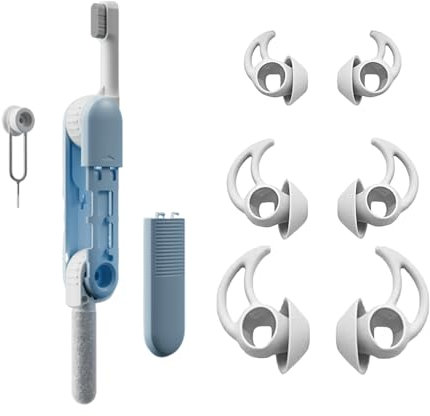 Adhiper QC/Sport Silikon Ohrstöpsel&Reinigungsset,Kompatibel mit Bose QuietComfort/Sport Kabellose In-Ear-Kopfhörer 3 Paar S/M/L,Reinigungskit für Ohrhörer/Tastatur/Maus/Handy(Weiß)