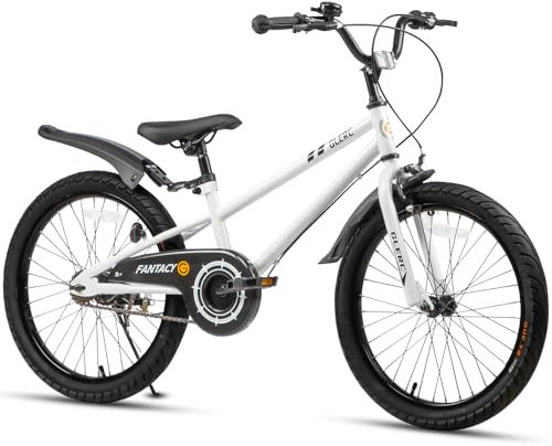 Glerc Kinderfahrrad 20 Zoll Fahrrad mit Kickstand & Sportschutzblech für 7 8 9 10 11 12 Jahre alte Jungen und Mädchen, Weiß