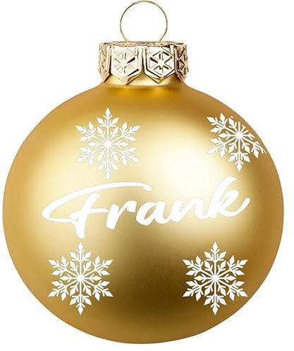 Weihnachtskugel mit Name Bedruckte aus Glas 8cm Wunschtext | Matt &Glänzend Personalisierte Christbaumkugel Groß | Weihnachten, Weihnachtsbaumschmuck | Kugeln (Matt, Gold)