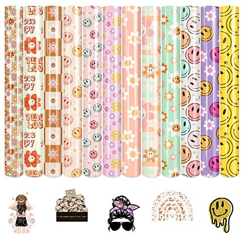 Tintnut Heat Transfer Vinyl Groovig Plotterfolie Textil,flexfolie plotter textil,12Pack 30cmx25cm