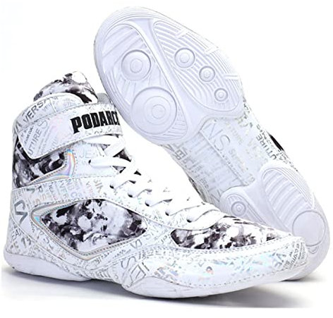 DAMANDO Damen Wrestling Schuhe, Komfort Sparring Boxing Stiefel Für Ringer Leichte Gewichtheben Sport Training Schuhe,Weiß,39 EU