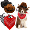 Eorbow 2-teiliges Cowboy-Kostüm-Zubehör-Set, 2-teiliges Cowboyhut und 2 x Bandana-Schal, Welpen, Kätzchen, Halloween, Weihnachtskostüm, West-Cowboy-Zubehör, Party, Cosplay, für Katzen und kleine Hunde