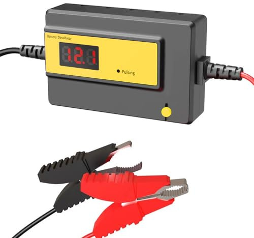 12V,24V,36V,48V,72V Battery Desulfator, Automatic Pulse Battery Reconditioner Extend Battery Life for Lead-Acid Batteries, 400AH(12-72V Yellow Large Clips)