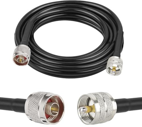XRDS -RF N Male to PL259 UHF 15FT, N-Type to UHF Cable Low Loss RG8X Coax Cable (50 Ohm) Pure Copper Extension Jumper for Antenna/Wireless LAN Device/WiFi/Radio/Coaxial Extension Cable