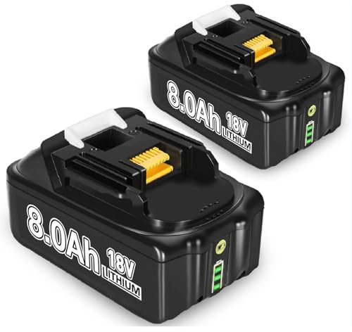 2 X18V Ersatzakku für Makita Akku 18V 8Ah BL1860 Ersatzakku für Makita Akku BL1850 BL1850B BL1860 BL1860B BL1840B BL1840 BL1835 BL1845 LXT-400 Werkzeugakku mit LED für Makita 18V Akku