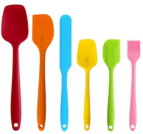 Mynoozi 6Pcs Silicone Spatula Set, Heat Resistant and Non-Stick Rubber Spatulas Set, Silicone Kitchen Utensils for Baking, Cooking and Mixing Tools-Colourful