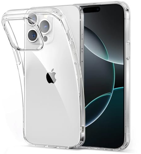 Oprimio Kristallklar Hülle für iPhone 16 Pro [Silikon Hülle] [%100 Durchsichtig] [Deutsche Material] [Ultra Dünn] Klar Handyhülle für Apple iPhone 16 Pro