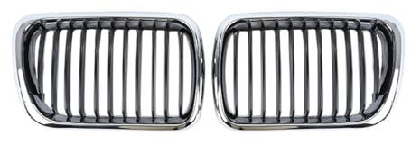 Für B&MW E36 3er-Reihe 318i 320i 323i 325i 4-Türer 1997-1999 2-teiliger Breiter Nieren-Sportgrill In Silber Für Vorne Kühlergrills für die Front