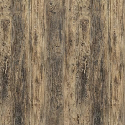 Abyssaly Wood Effect Vinyl Wrap Self Adhesive Wallpaper for Furniture, Dark Oak Wood Effect Sticky Back Plastic Roll, Brown Removable Wallpaper for Kitchen Worktop, Wall, 90cm X 300cm