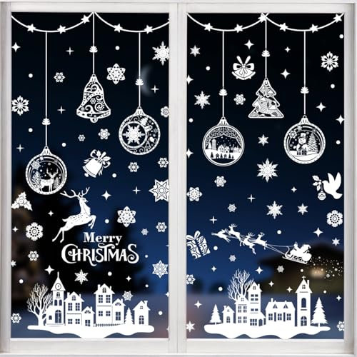 Lotbun - Adhesivo decorativo para ventana, reutilizable, cristal, PVC, decoración de Navidad, decoración electrostática, decoración navideña, interior o casa, para escaparate de cristal, casa, tienda