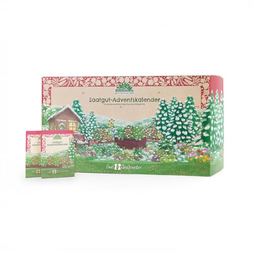 Saatgut-Adventskalender von Die Stadtgärtner | 24 Samen-Tütchen mit samenfestem Saatgut | BIO-Saaten | Enthält Saatgut für Gemüse, Kräuter & Blumen