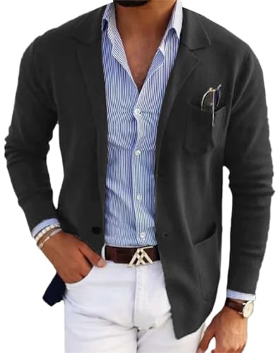 Oanviso Blazer pour Hommes Décontracté Jacket Blouson Revers Cranté Veste de Costume Slim Fit Un Bouton Travail Veste de Fête Blazer Mariage Soirée Business Manteau