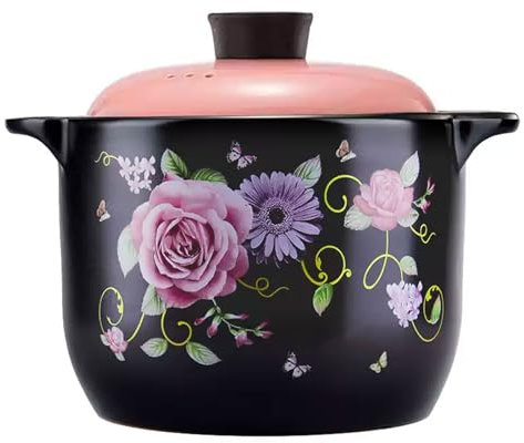 YLME Cocotte Cocotte En Céramique De Grande Capacité Marmite En Argile Résistante Aux Hautes Températures, Compatible Avec Les Cuisinières À Gaz Et Les Cuisinières Électriques En Céramique,Rose