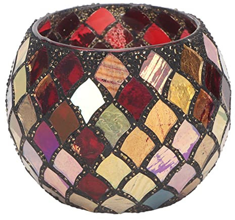 FLEXMAN Candle Holders, Mosaic Glass Tea Light Holder, Colorful Colorful Romantic Decorative Scented Candle Holder, Christmas Desktop Decor, Potted Plant Pot