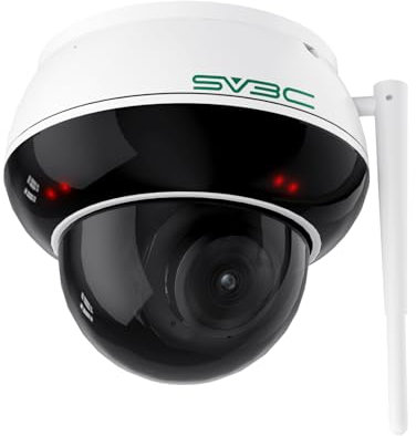 SV3C 5MP Telecamera Wi-Fi Esterno, 360° PTZ Telecamera Wifi Esterno Senza Fili con Visione Notturna, Tracciamento Intelligente, Rilevamento Umano/Veicoli, IP65, 2.4ghz