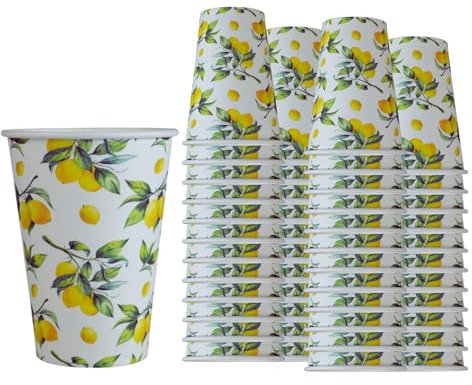 Bicchieri di Carta Compostabili 200 ml - Per Acqua e Bevande Calde o Fredde - Fantasie Colorate, Fiori, Maioliche, Eco-Friendly e Ideali per Feste, caffè, ufficio e Uso Quotidiano (ART 71516, 100 PZ)