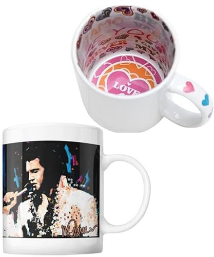 ICONS MERCH Elvis Presley Geschenke für Frauen Tasse Kaffee Tee Trinkbecher 325 ml weiße Keramiktasse I love you Geschenke für sie, weiß, One size