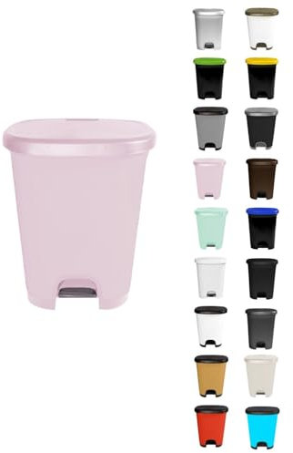 JARDIN202 - Cubo basura plástico moderno | Apertura con pedal | Cubo reciclar | 27 litros (Rosa - Rosa)