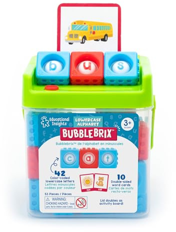 Learning Resources Lowercase Alphabet BubbleBrix - ABC learning for Toddlers, Preschool Spelling Toy, Phonics Flash Cards, Spelling Game, Fidget Toys for Kids, Ages 3 4 5+