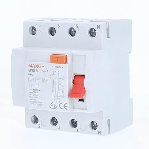 as – Schwabe allstromsensitiver FI-Schutzschalter Typ B, 63A, 30mA, 3-polig, 4TE, kurzzeitverzögert, RCD RCCB für Baustellen & Industrie, 61881