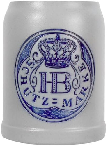 Hofbräuhaus München Boccale per birra originale smaltata al sale, marchio protettivo, 0,5 litri, bicchiere da birra, bicchiere da birra, brocca, idea regalo per uomo e donna