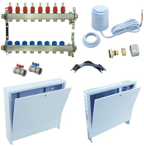 FBH Verteiler-Set ZEWO: 6 Heizkreise, Aufputz, Ohne Stellantrieb, 17 x 2,0 Klemmverschraubung