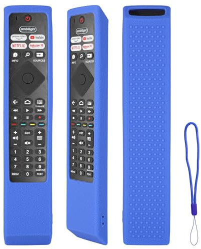 Funda para Mando a Distancia de Silicona Compatible con Philips HR45B-GJ01 BRC0984501 HR45B-GJ06 YKF474-B013 TV Mando a Distancia Cubierta Protectora a Prueba de Choques con Cordón (Azul)