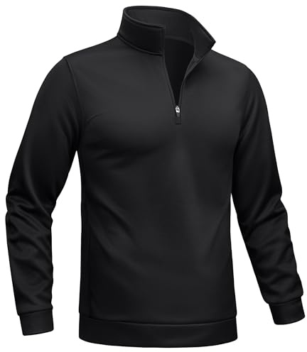 TACVASEN Half Zip Fleece Pullover Herren Sweatshirt Wärme Winter Top Thermo Langarmshirt Sport Shirt mit Stehkragen