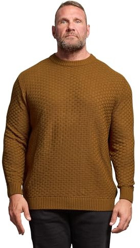 BadRhino Big & Tall Textured Crew Neck Knitted Jumper - Men's - Plus Size Curve