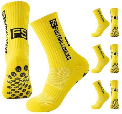 FANSEZQ 3 Paare Fußball Socken,Sportsocken 39-46 Anti Rutsch Grip Fussball Socken für Herren & Damen, Anti-Rutsch Grip