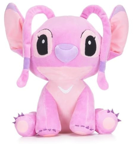 Ángel de peluche sentado con puntada rosa de 10 pulgadas