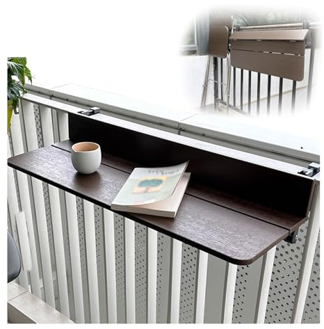 Faltbarer Balkontisch & Stuhl-Set, verstellbarer Beistelltisch zum Aufhängen im Freien, für Terrasse, witterungsbeständig und platzsparend (120 x 27 cm)